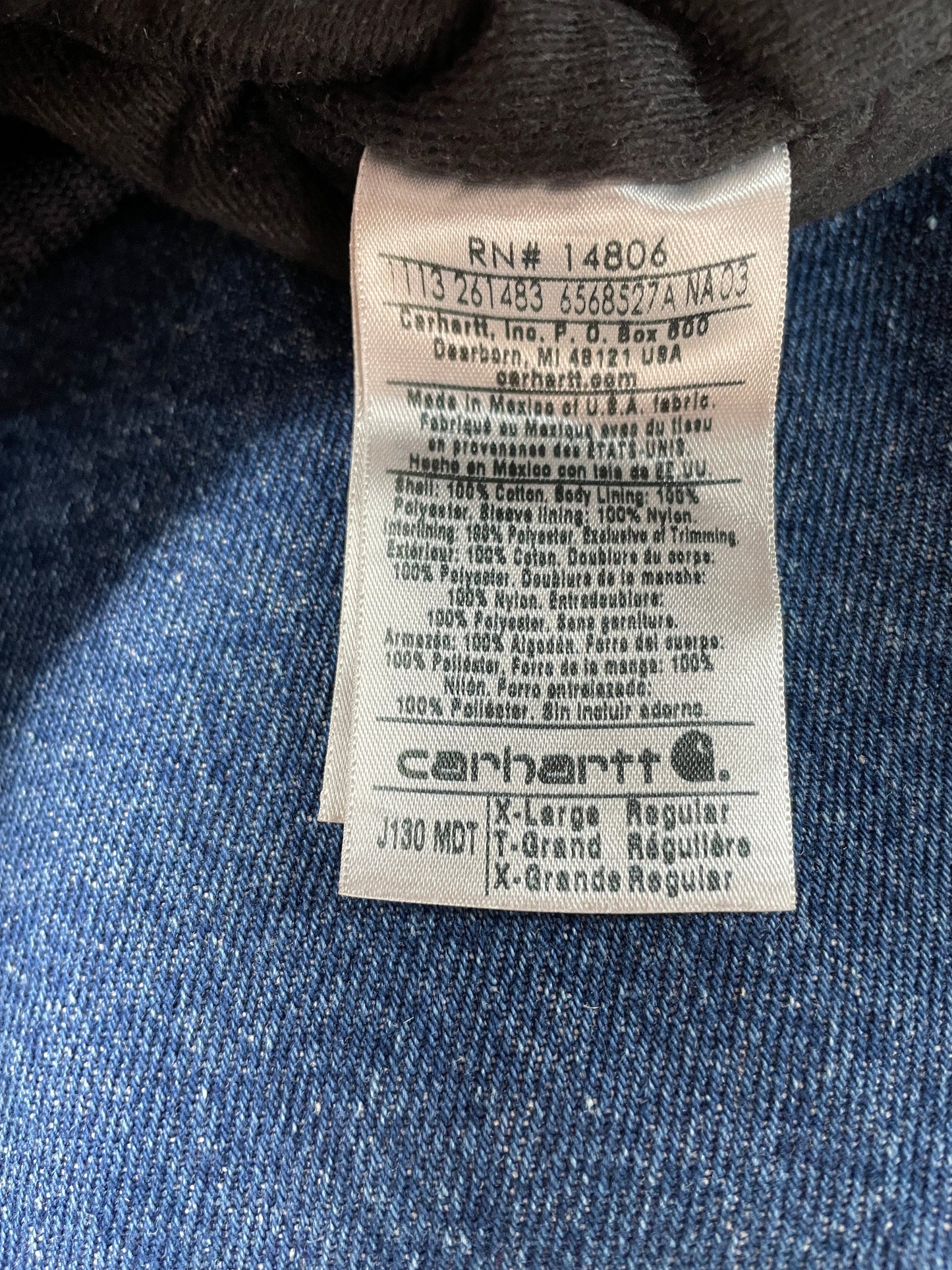 Vintage CARHARTT Size XL Zip-Up Hoodie Duck Jacket / G62J