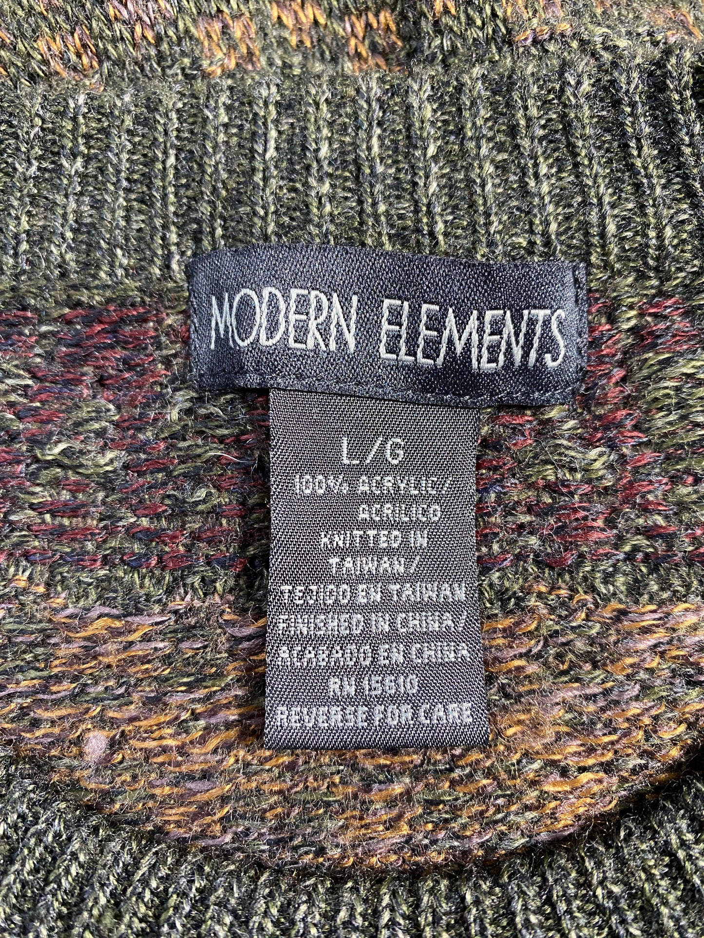 Vintage MODERN ELEMENTS  Size L Acrylic Knit Sweater / F8831K