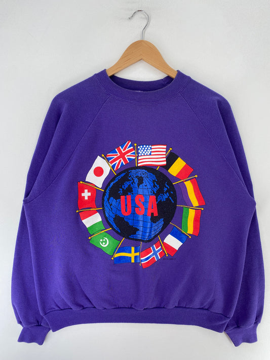 90’s WORLD FLAGS Size XL Sweat-Shirt / G4136S