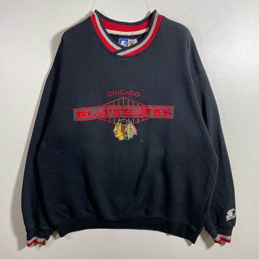 (L) 90’s STARTER x CHICAGO BLACKHAWKS Vintage NHL Sweatshirt / A1174S
