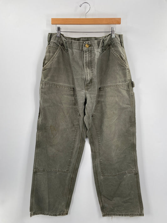 .Vintage CARHARTT Size W36 x L28 Double Knee Duck Pants / F7500P