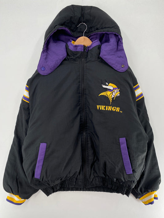 90’s PRO PLAYER x MINNESOTA VIKINGS Size M NFL Padded Reversible Nylon Jacket / F6059N