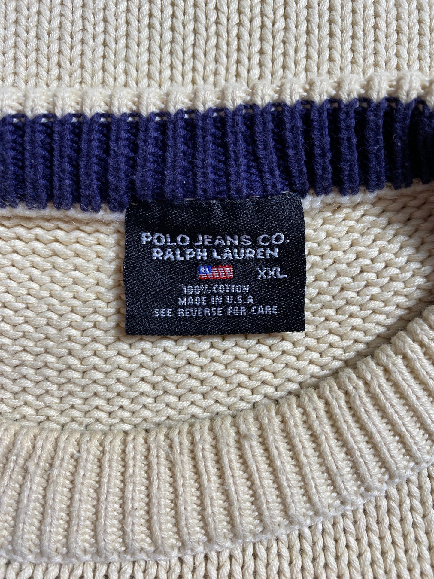 00’ POLO JEANS RALPH LAUREN Made in USA Size XXL Cotton Knitwear / F9927K