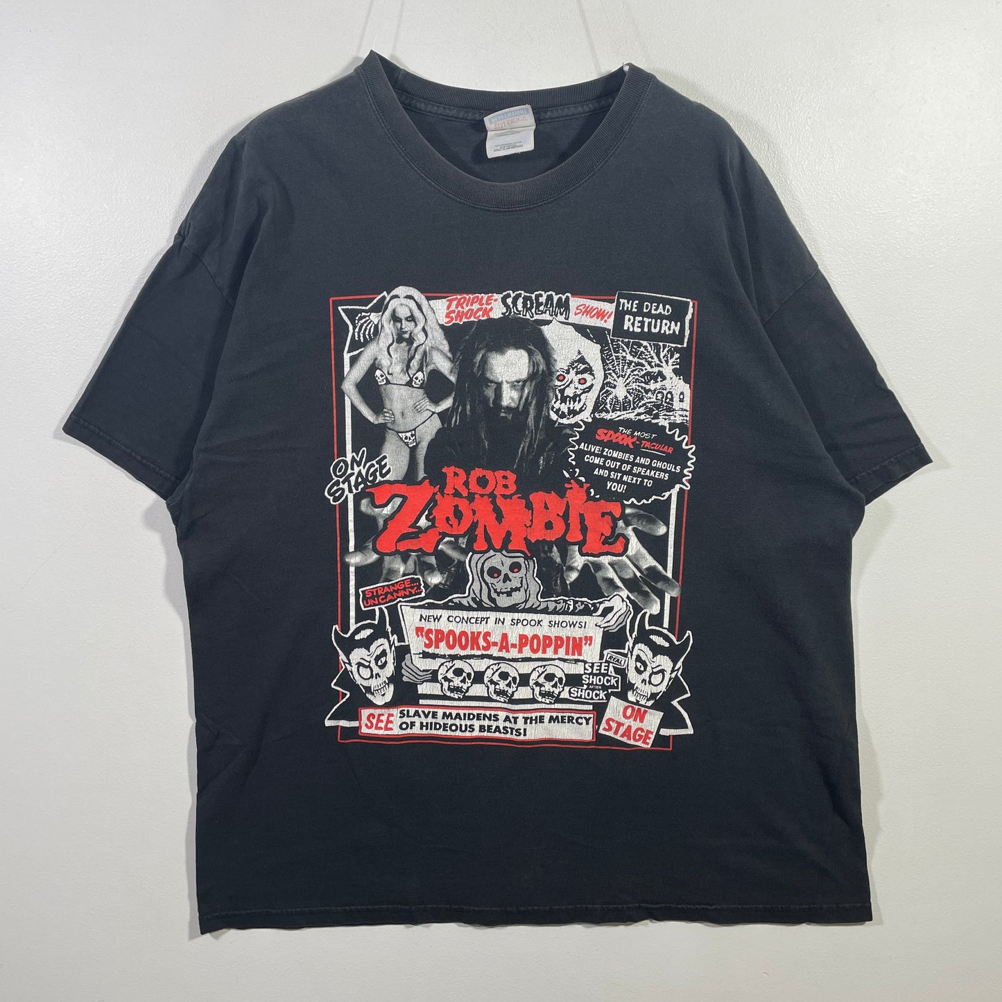 (XL) 2000 ROB ZOMBIE SPOOKS-A-POPPIN Vintage Music T-Shirt / A0867T