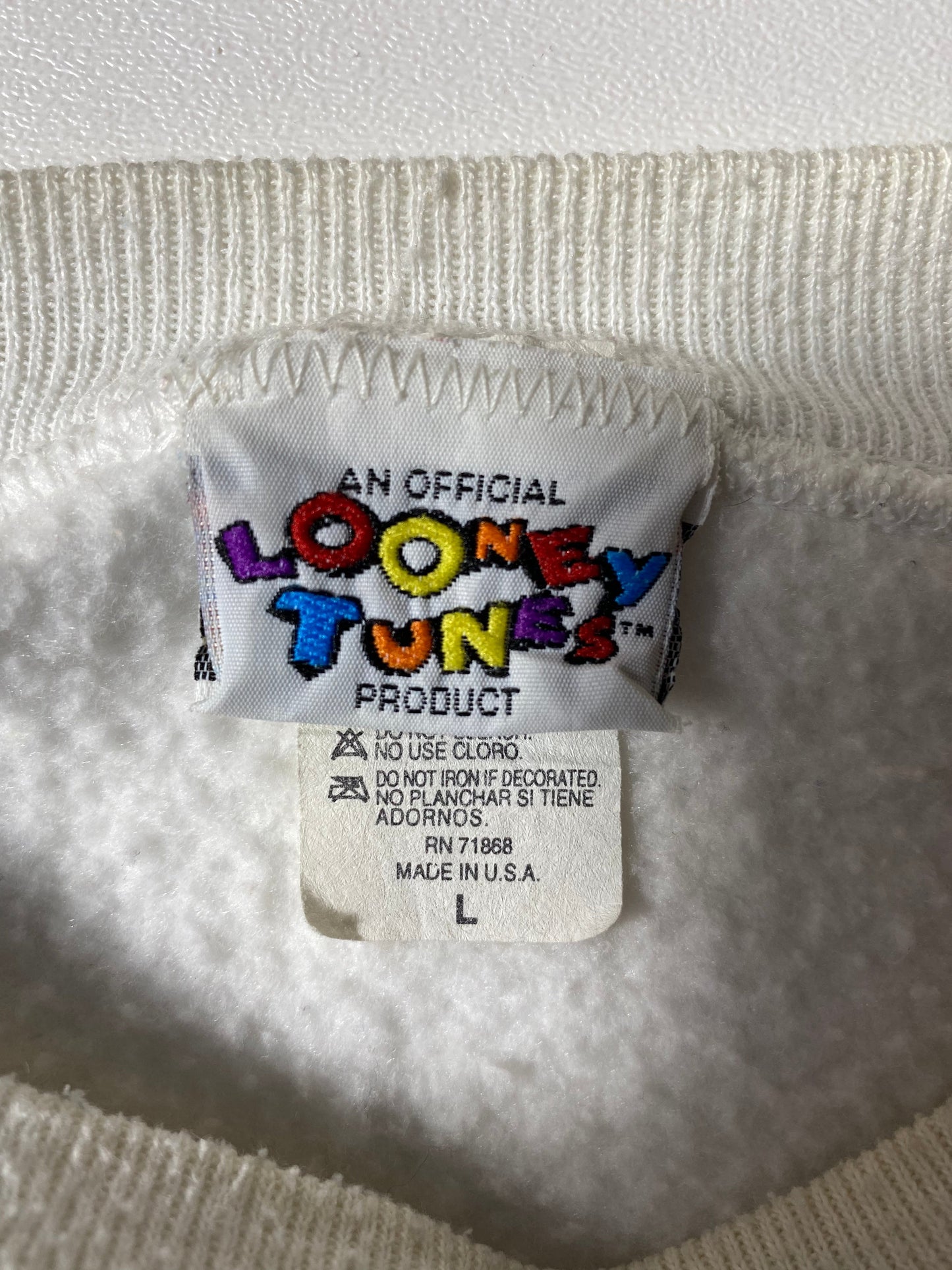 1995 LOONEY TUNES TAZ Made in USA Size L Vintage Sweat-shirt / G4116S