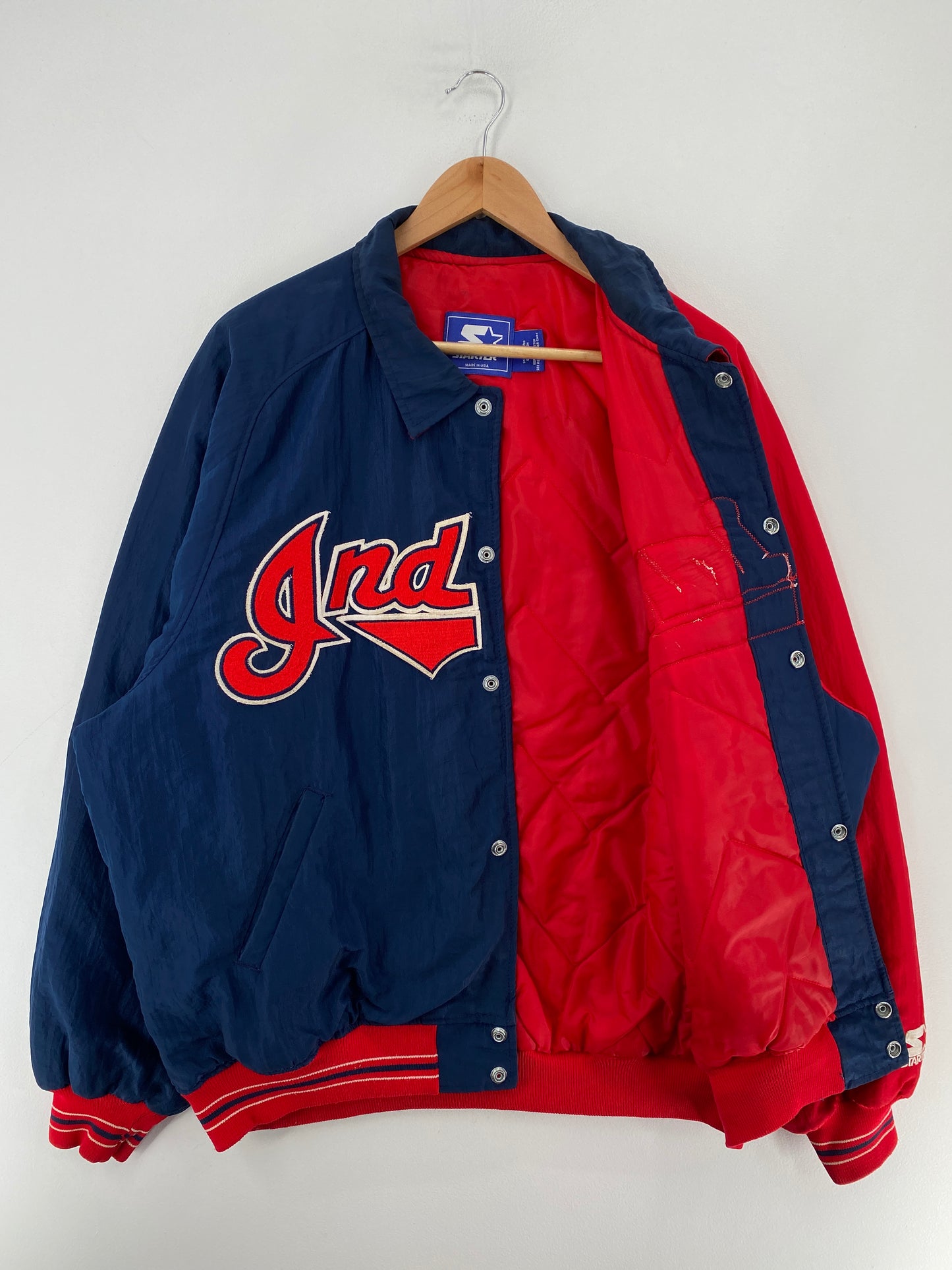 90's STARTER x CLEVELAND GUARDIANS Made in USA Size XL Vintage MLB Padded Jacket / F8802N