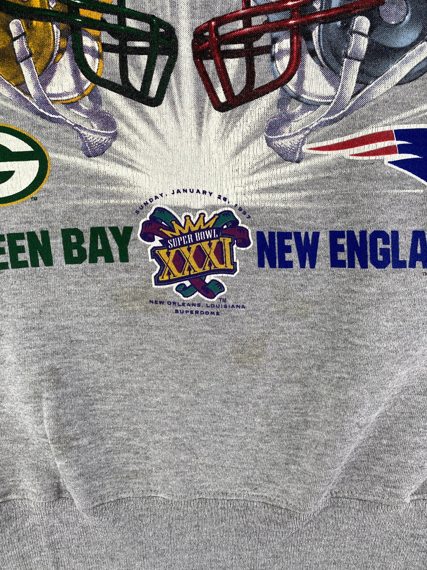 1997 PACKERS vs PATRIOTS Made in USA Size L Vintage NFL Sweat-Shirt / G5653S