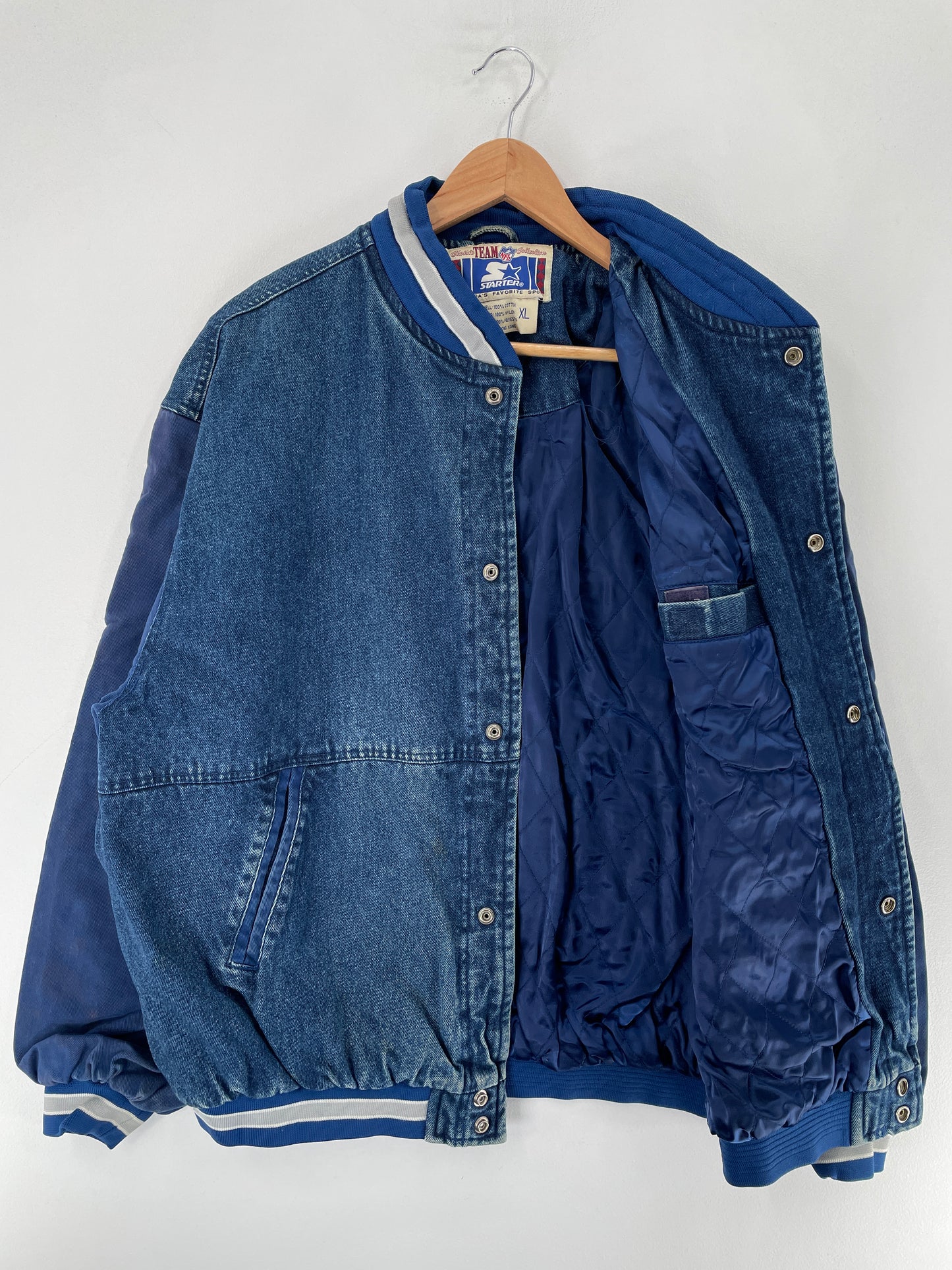 90’s STARTER x DALLAS COWBOYS Size XL Vintage NFL Denim Jacket / F5928J
