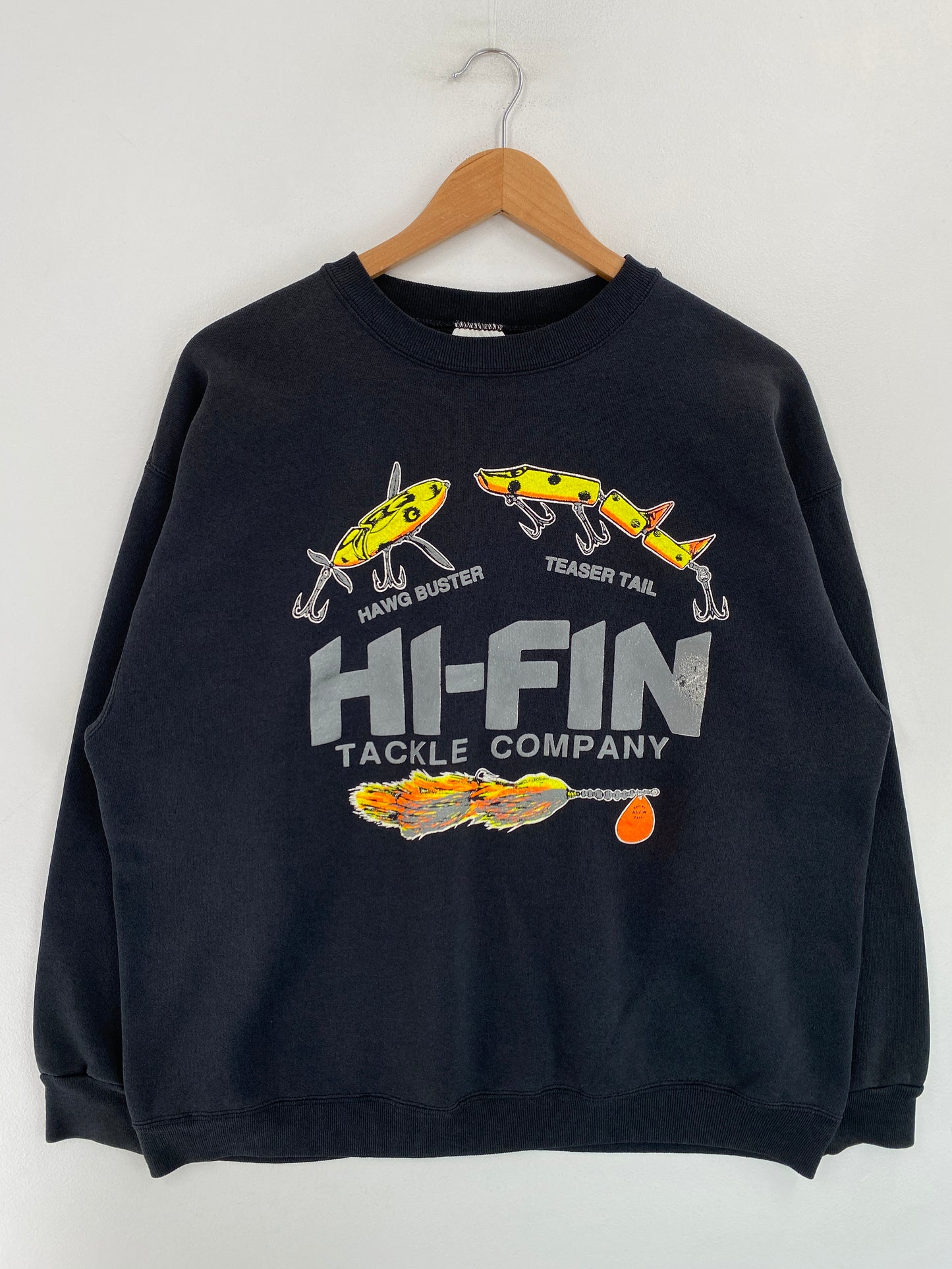 90's HI-FIN Made in USA Size XL Vintage Animal Sweat-Shirt / G7367S