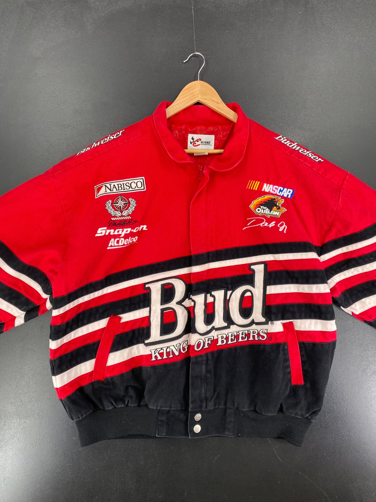 Vintage NASCAR BUDWEISER X DALE JR Size XL Racing Jacket / F5887J
