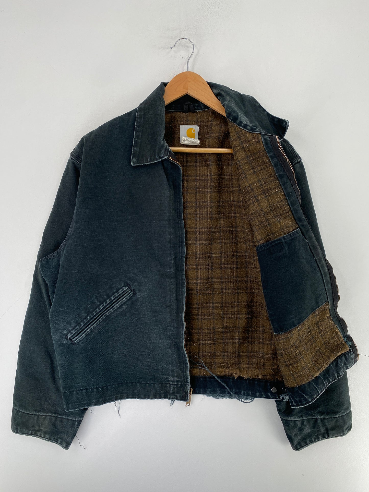 .90's CARHARTT DETROIT Broken zipper Made in USA Size L Vintage Duck Jacket / G1360J