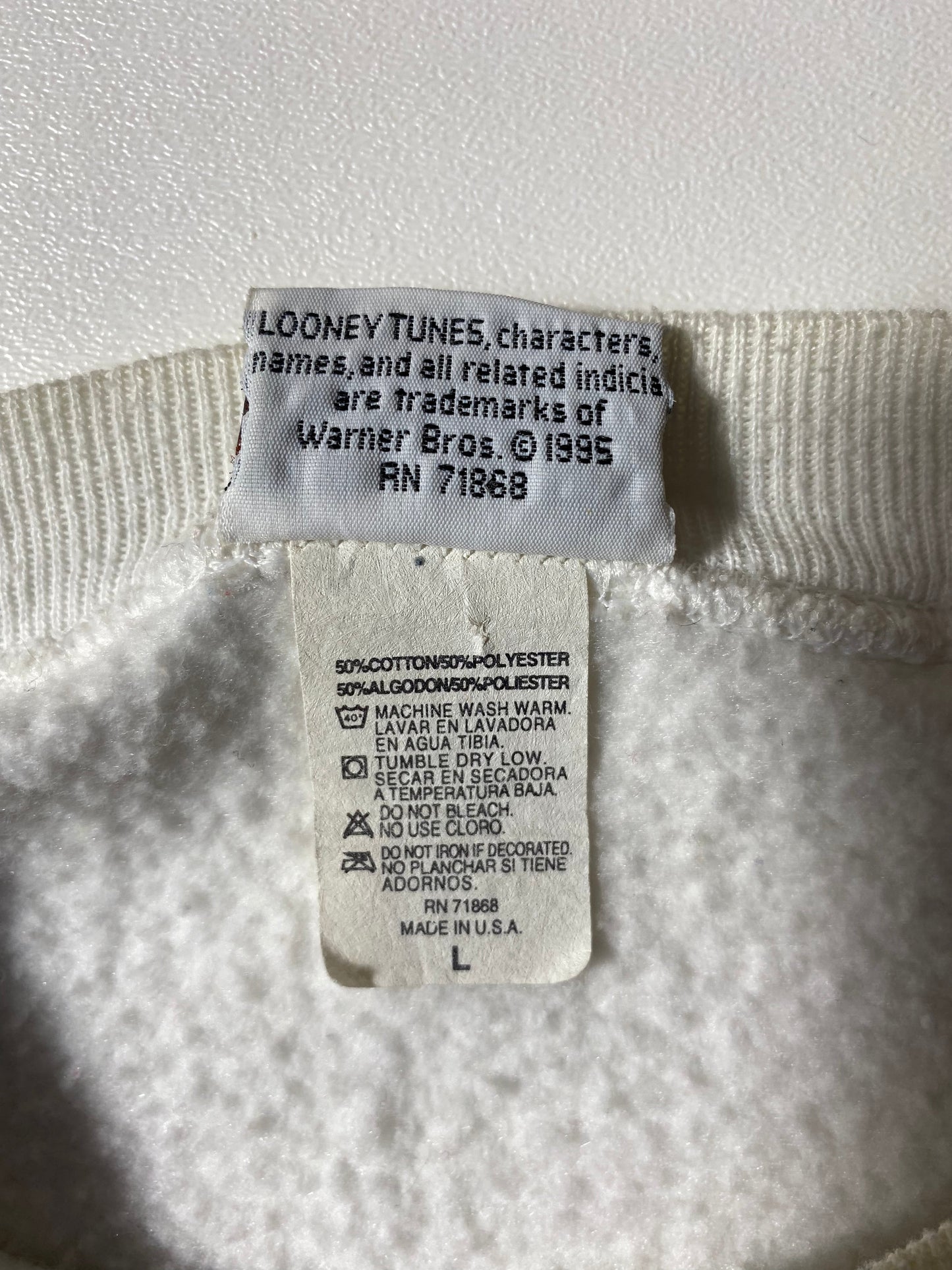 1995 LOONEY TUNES TAZ Made in USA Size L Vintage Sweat-shirt / G4116S