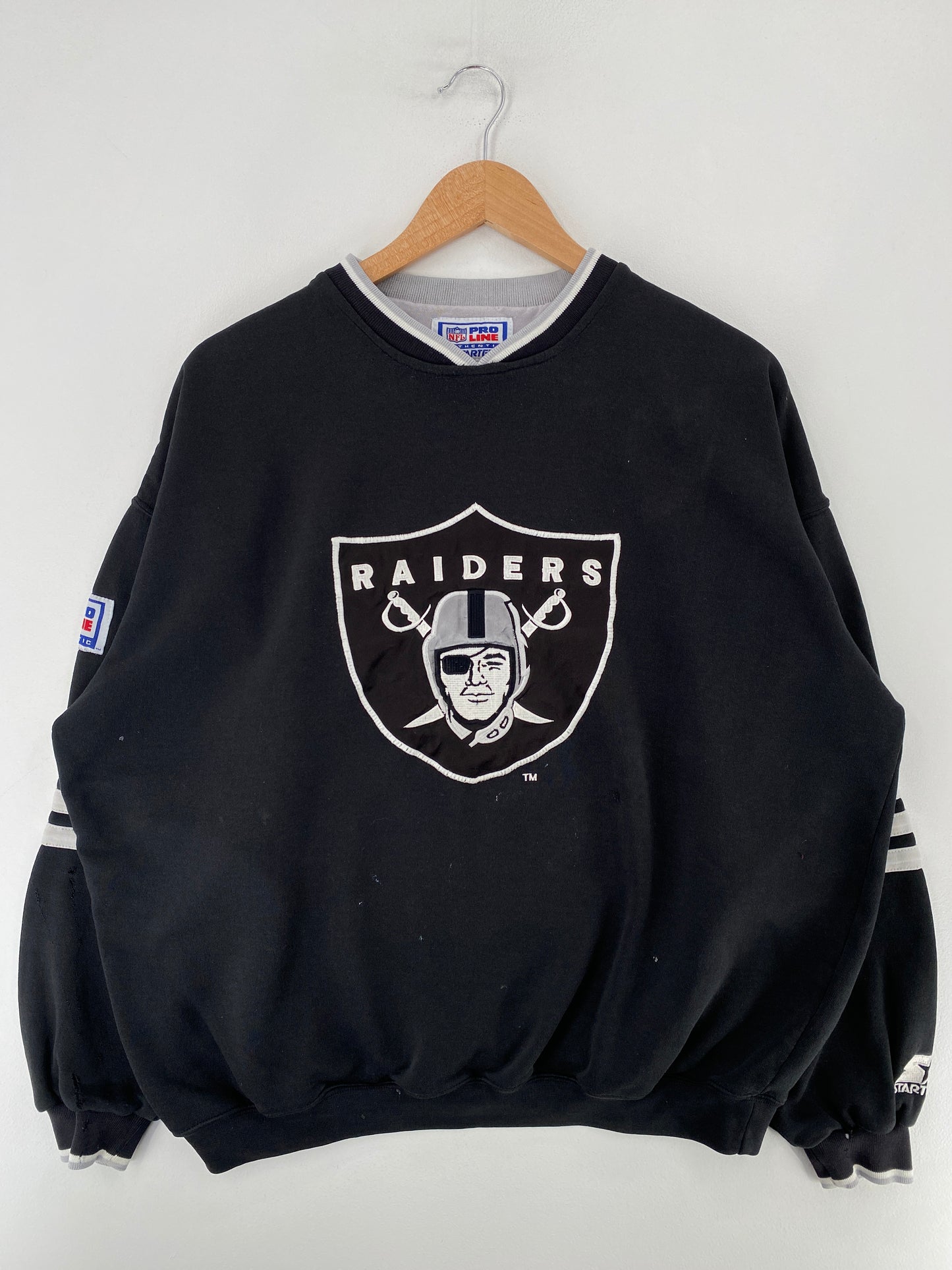 90’s RAIDERS x STARTER Size L Vintage NFL Sweat-Shirt / G739S