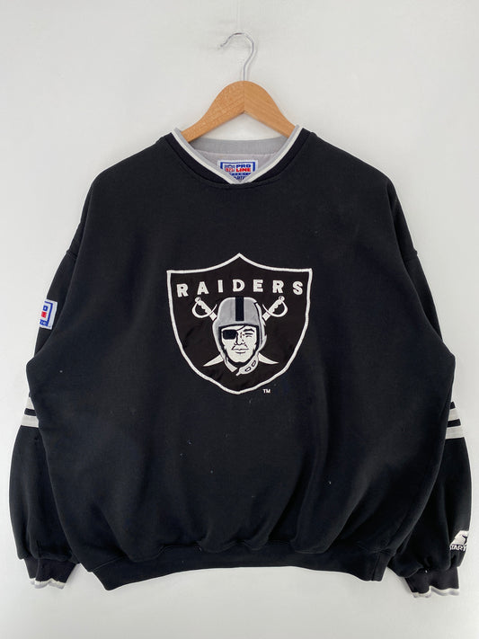 90’s RAIDERS x STARTER Size L Vintage NFL Sweat-Shirt / G739S