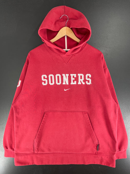 00' NIKE x OKLAHOMA SOONERS Size L Vintage College Hoodie Sweat-Shirt / F4969S