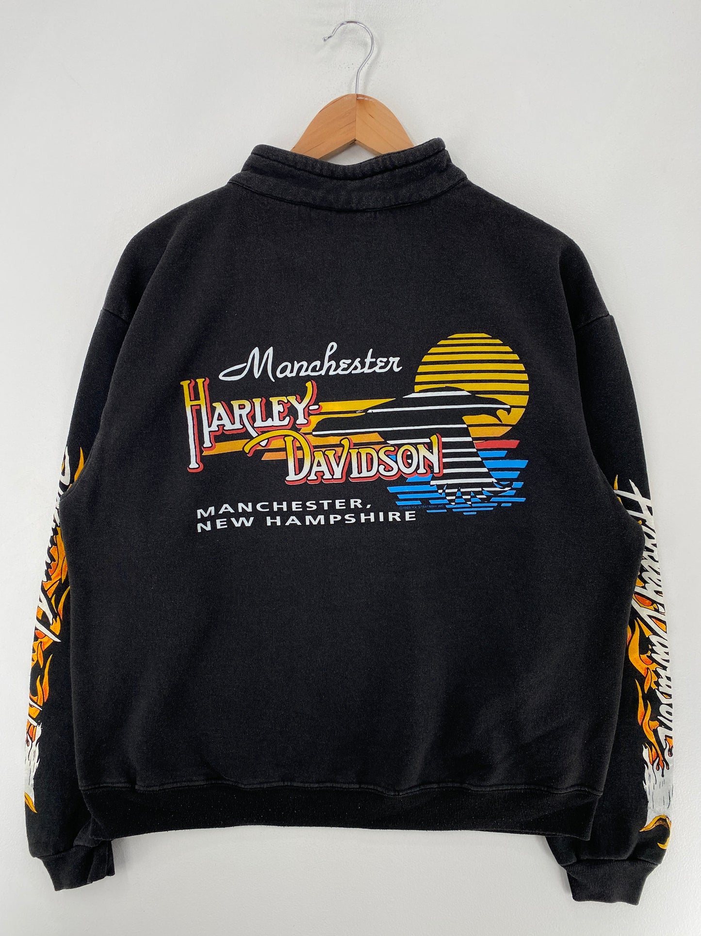 1991 HARLEY DAVIDSON Made in USA Size XL Vintage Half-zip Sweat Shirt / G1949S