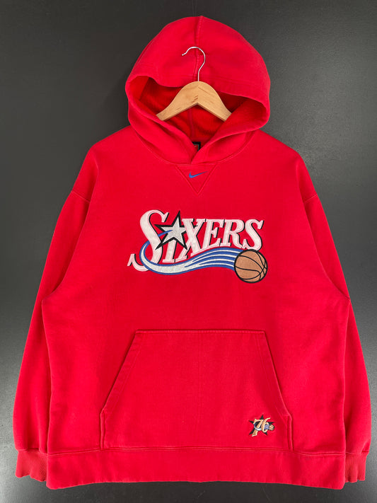 00' NIKE x PHILADELPHIA 76ERS  Size L Vintage NBA Hoodie Sweat-shirt/ F8605S