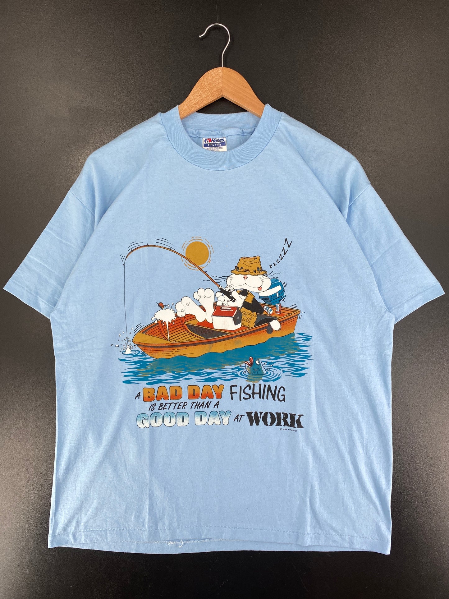 1988 A BAD DAY FISHING IS BETTER THAN A GOOD DAY Made in USA Size XL Vintage T-Shirt / F9993T