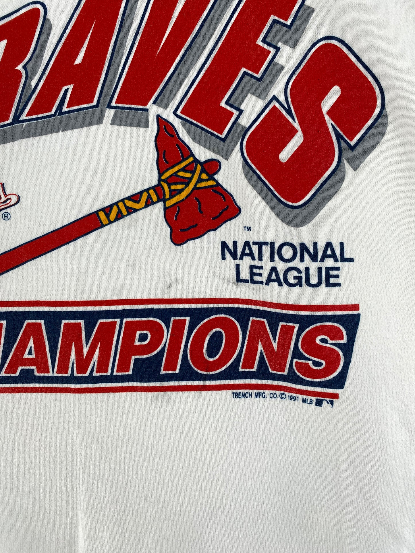 1991 ATLANTA BRAVES Made in USA Size XL Vintage MLB Sweat-Shirt / G3756S