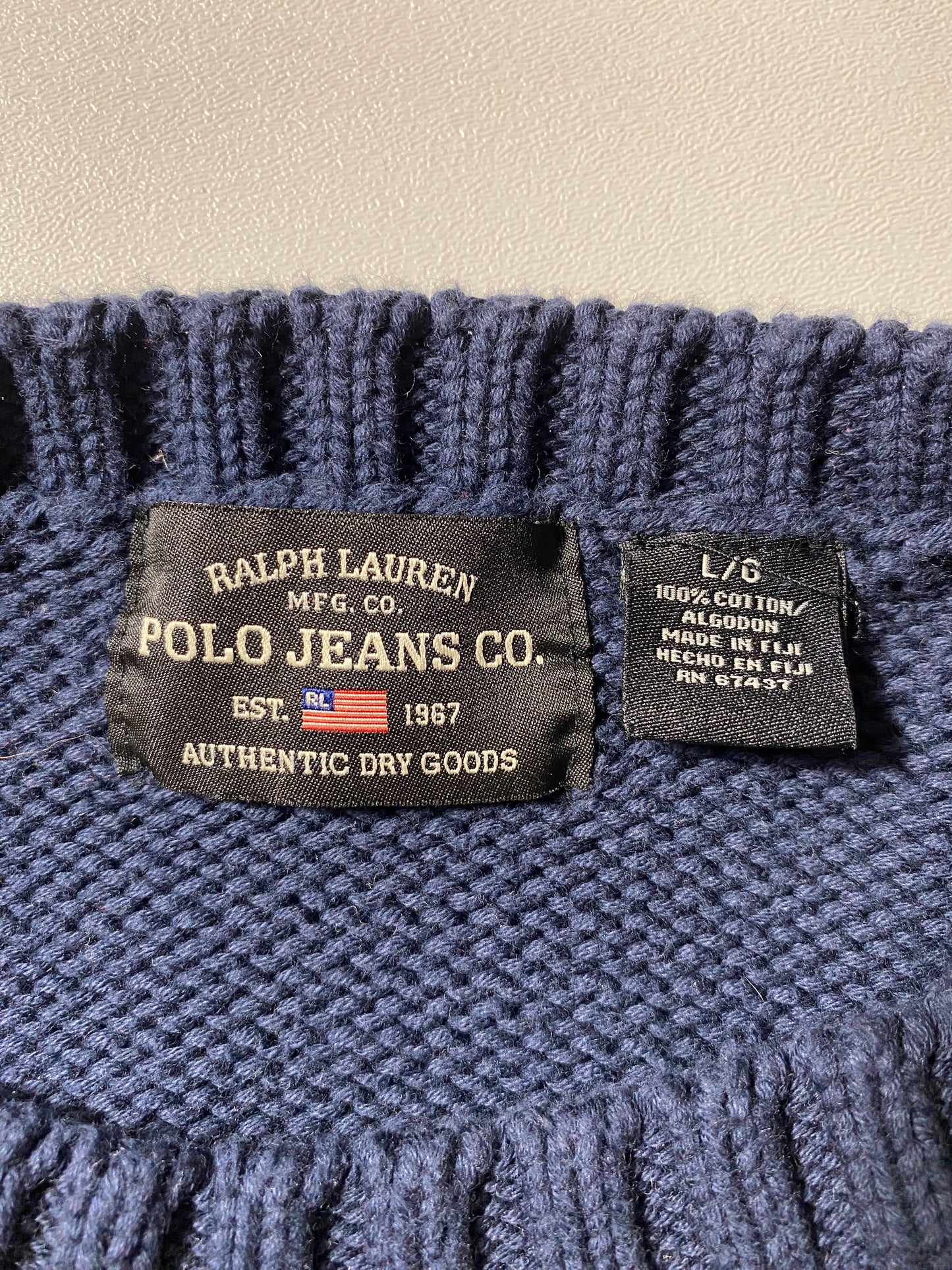 Vintage POLO JEANS RALPH LAUREN Size L Cotton Knitwear / F3838K