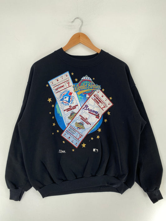 1992 TRONRO BLUE JAYS x ATLANTA BRAVES Size XL Vintage MLB Sweat-shirt / F1106S