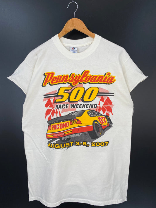 .Vintage PENNSYLVANIA 500 Size L Racing T-Shirt / E9135T