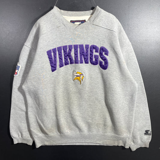 (L) 90's STARTER x MINNESOTA VIKINGS Vintage NFL Sweatshirt / A1176S