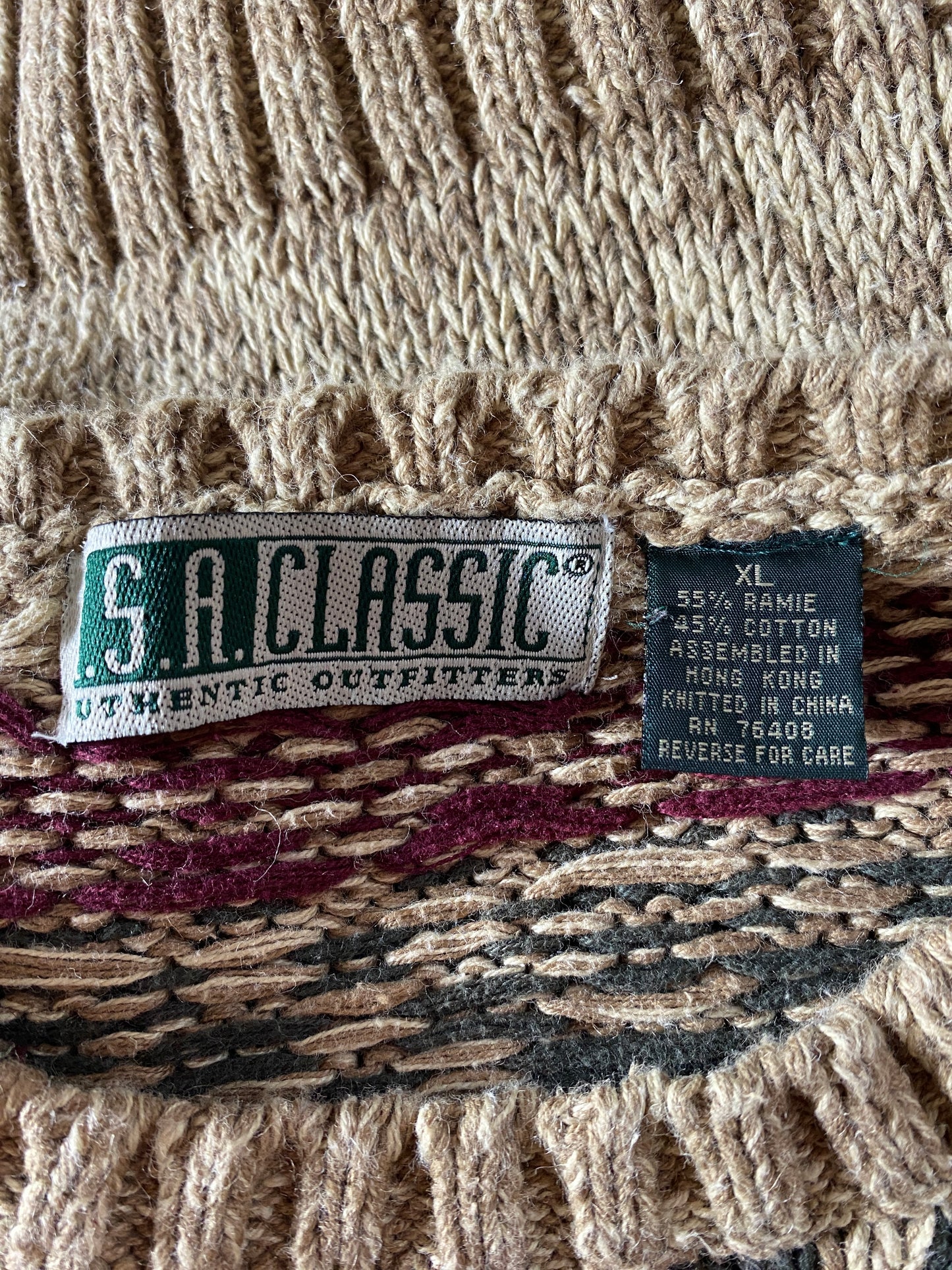 Vintage S.A. CLASSIC Size XL Cotton Knit Sweater / F6670K