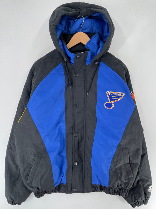 90’s STARTER x ST. LOIS BLUES Size M Vintage NHL Padded Nylon Jacket / G6068N