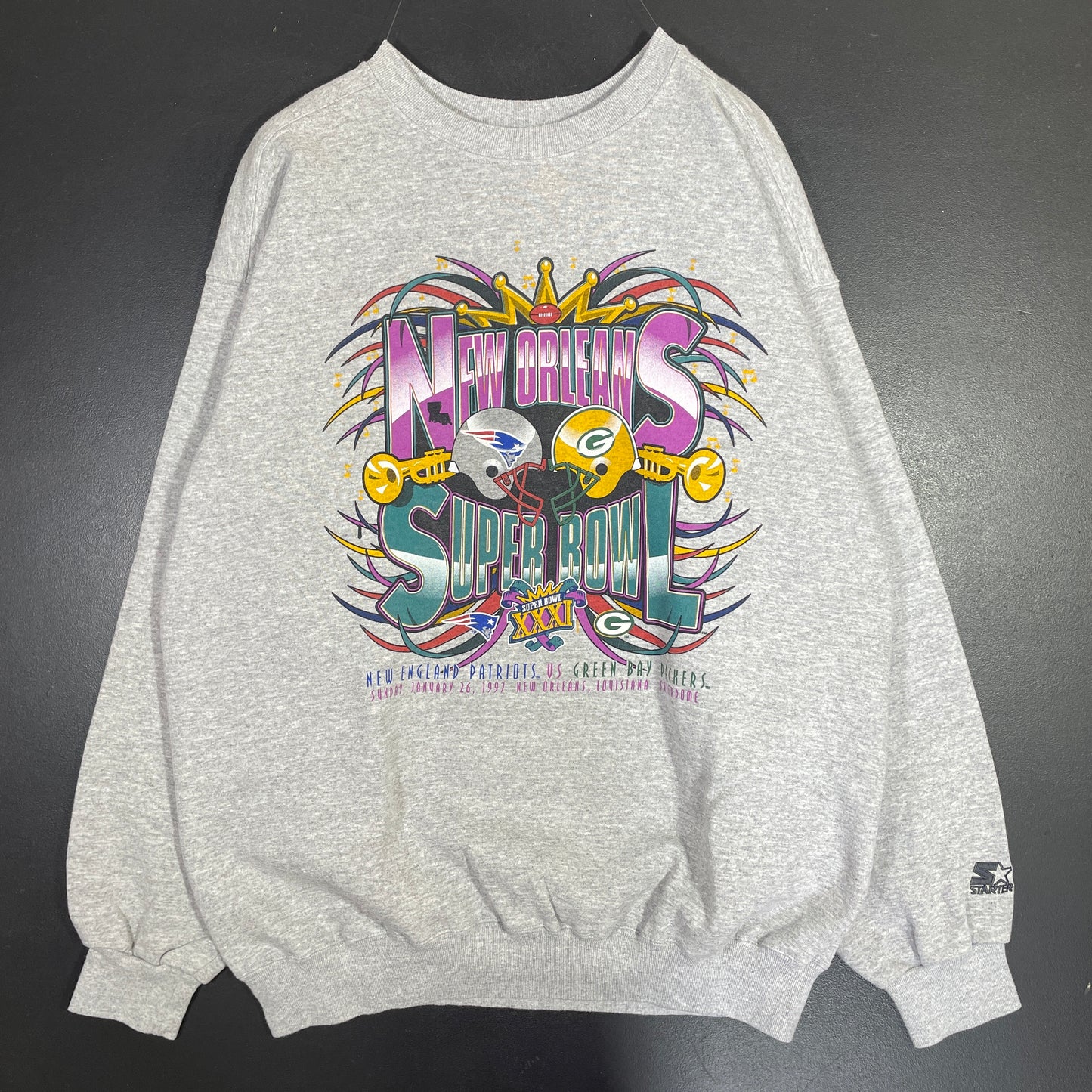 (XL) 1997 STARTER PATRIOTS X PACKERS Vintage NFL Sweatshirt / A0641S