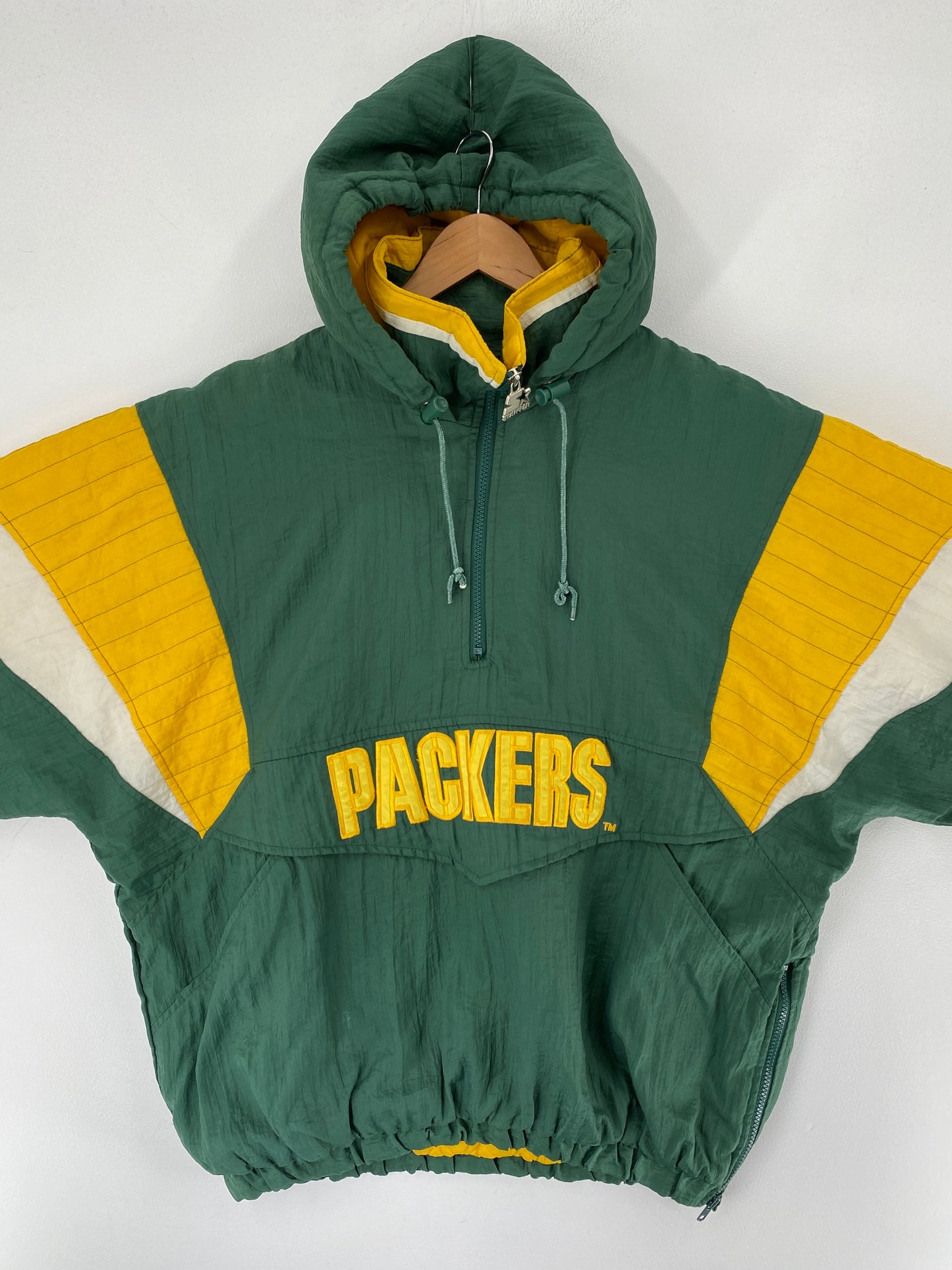 90’s STARTER x GREEN BAY PACKERS Size L Vintage Half-zipPadded Nylon Jacket / F5028N