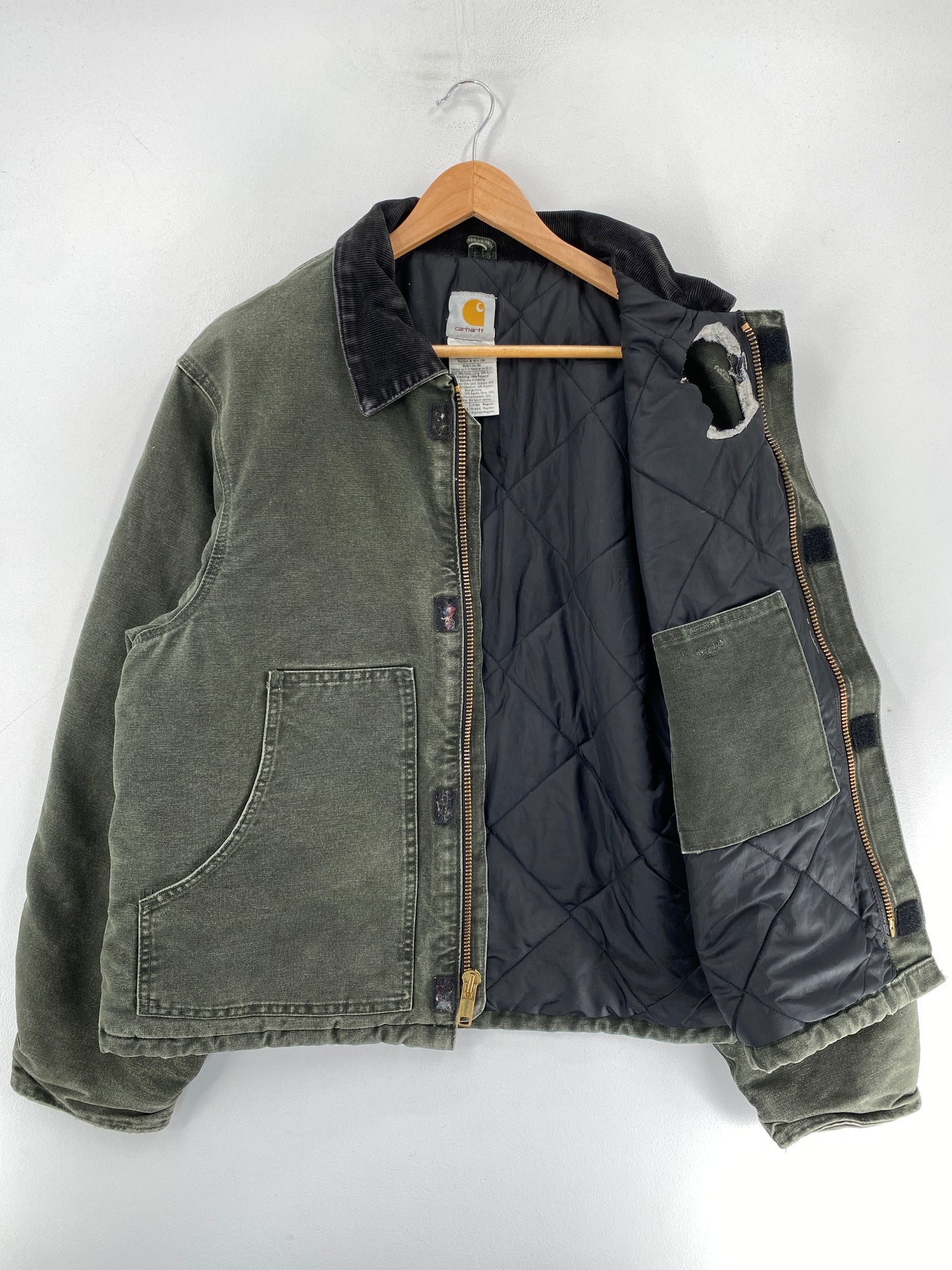 90's CARHARTT Made in USA Size L Vintage Zip-Up Duck Jacket / F4524J