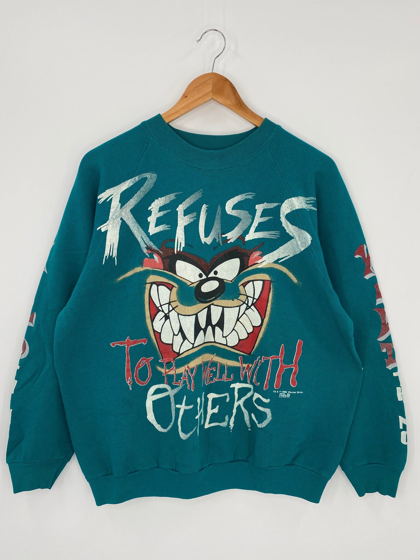 1995 LOONEY TUNES TAZ Made in USA Size L Vintage Sweat-Shirt / F5720S