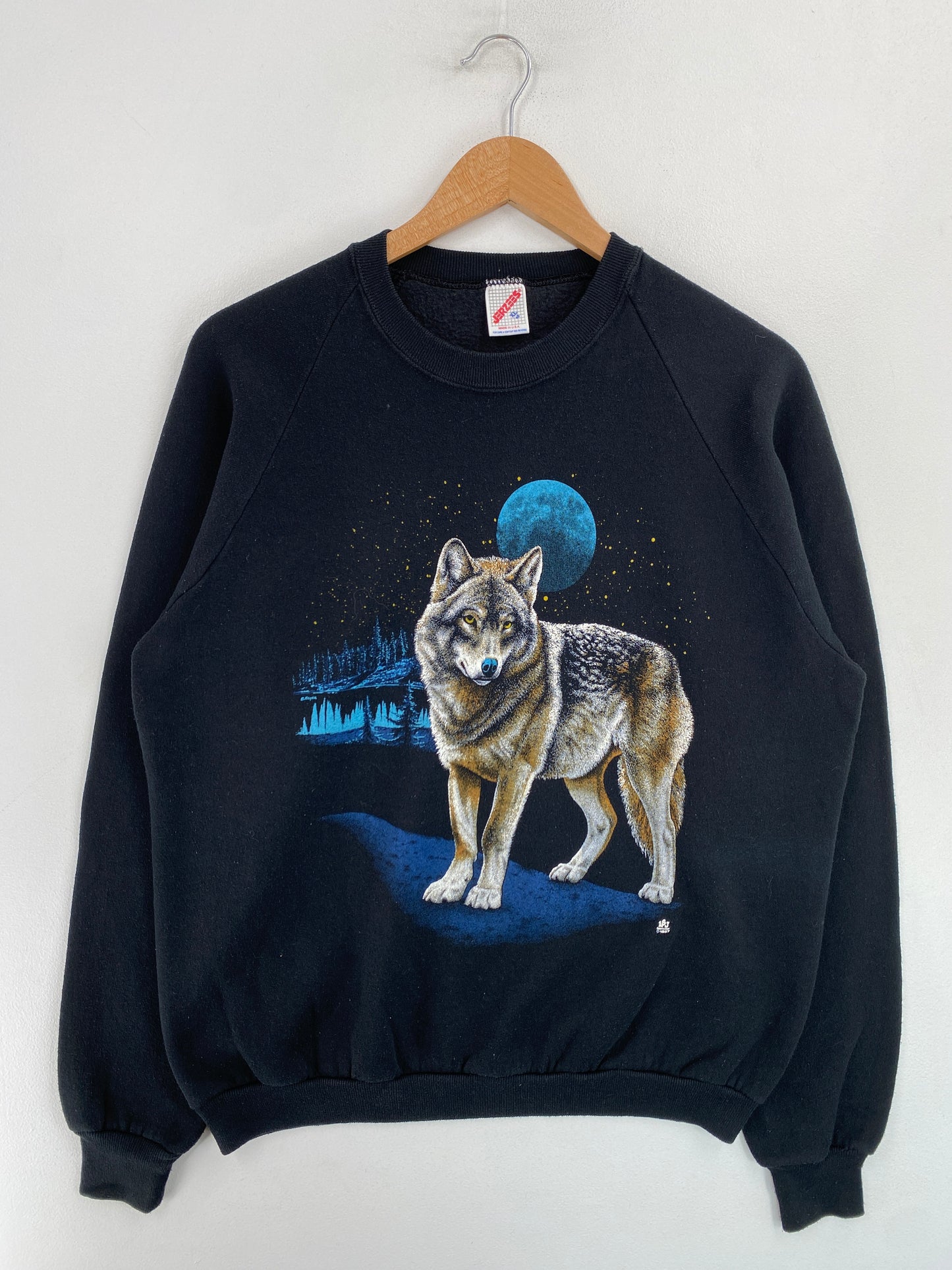 1987 WOLF Made in USA Size XL (Approx.M) Vintage Animal Sweat-Shirt / G7364S