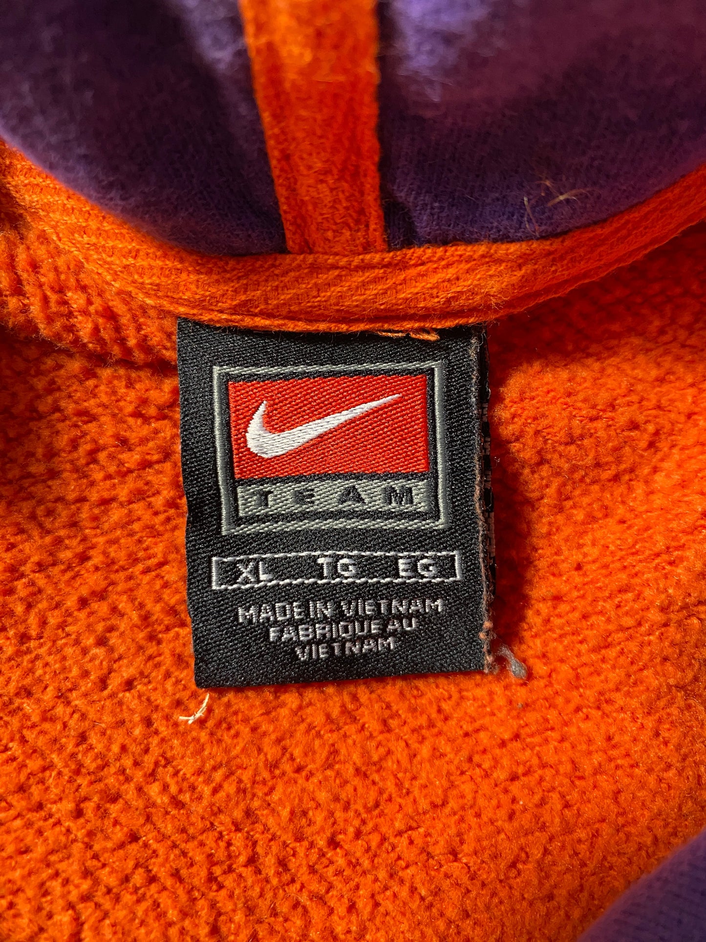 00' NIKE x CLEMSON Size XL Vintage College Hoodie Sweat-Shirt / F9722S