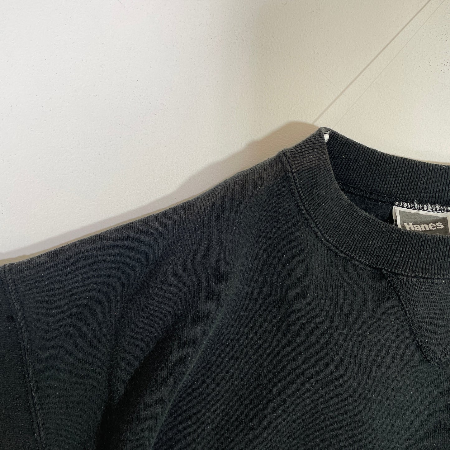 (XL) 90's Hanes PLAIN BLACK Sweat-shirt / A0744S