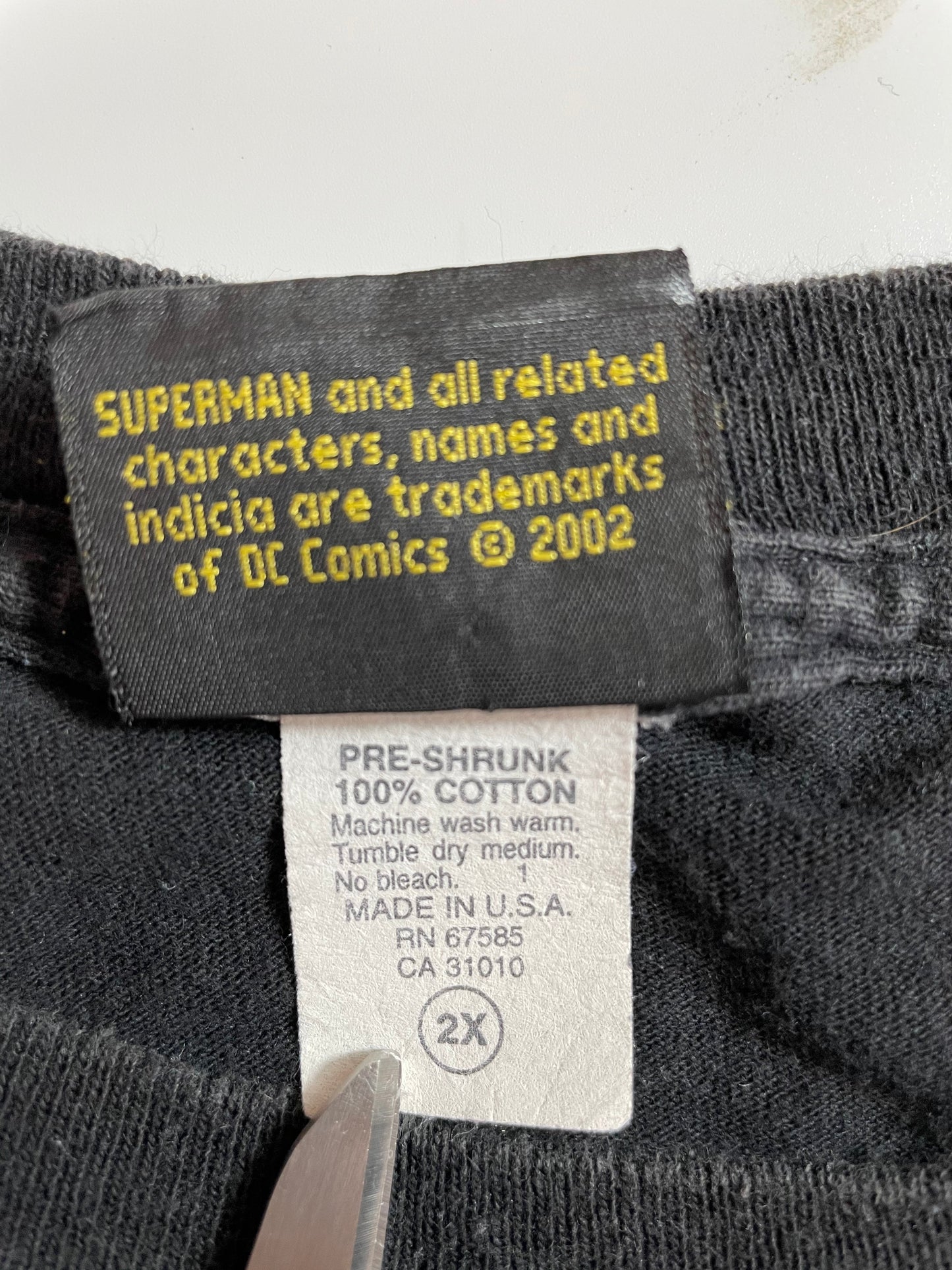 2002 SUPERMAN FLAME LOGO MARVEL Made in USA Size XXL Vintage T-Shirt / G920T