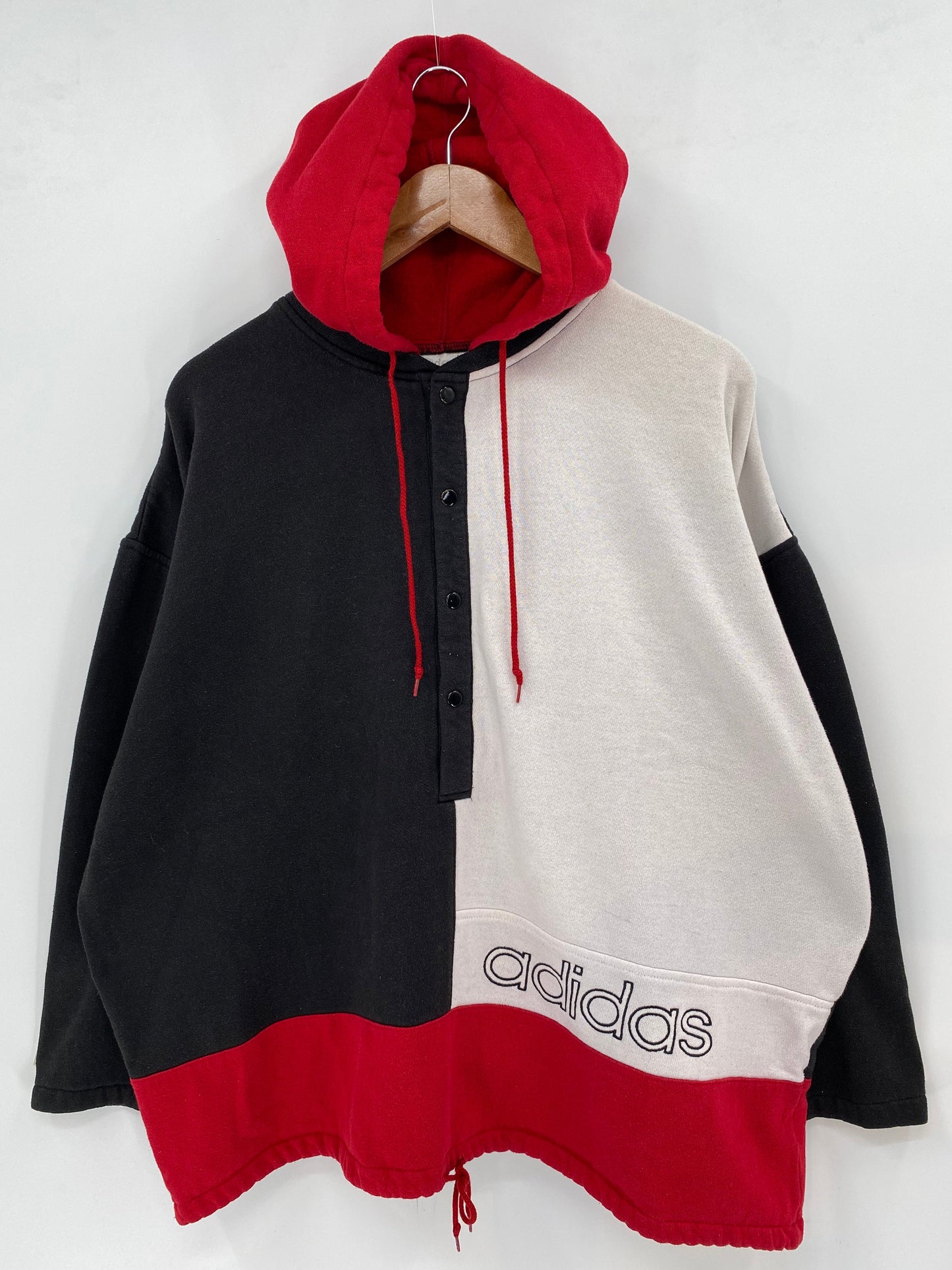 .90’s ADIDAS Size L Vintage Half Zip-up Hoodie Sweat-shirt / E7793S
