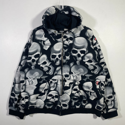 (L) 00' FAMOUS STARS AND STRAPS SKULL Vintage Hoodie Sweatshirt / A0819S
