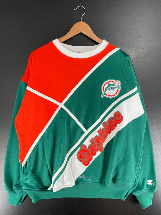 Early 90’s STARTER x MIAMI DOLPHINS Size XL NFL Jersey Material Sweat-shirt / F4609S
