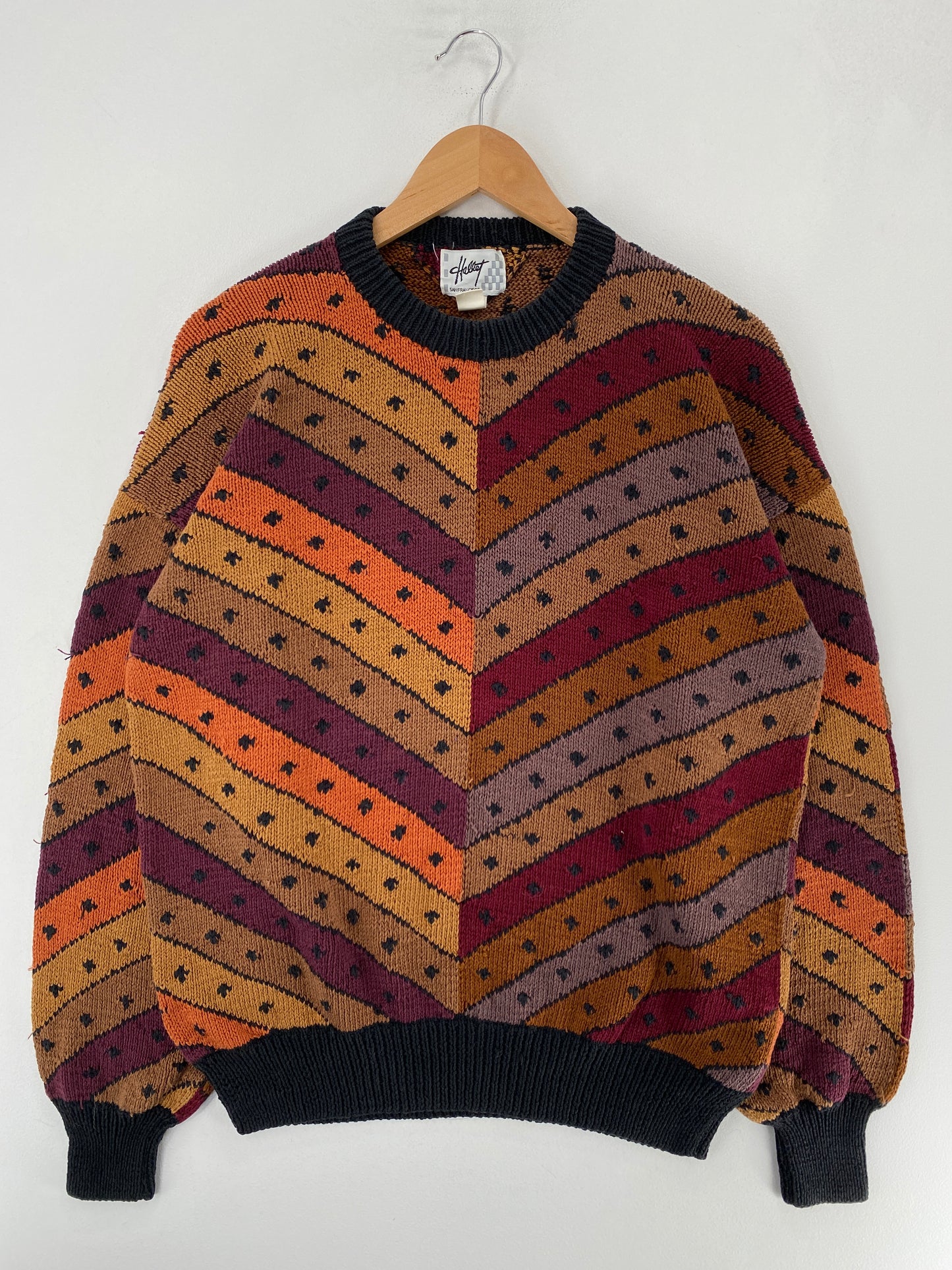 Vintage HALLET Size XL Cotton Hand Knit Sweater / F6612K