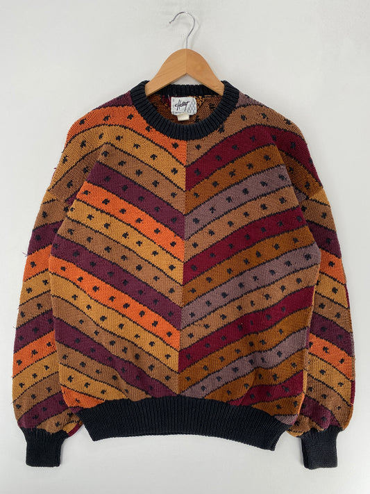Vintage HALLET Size XL Cotton Hand Knit Sweater / F6612K