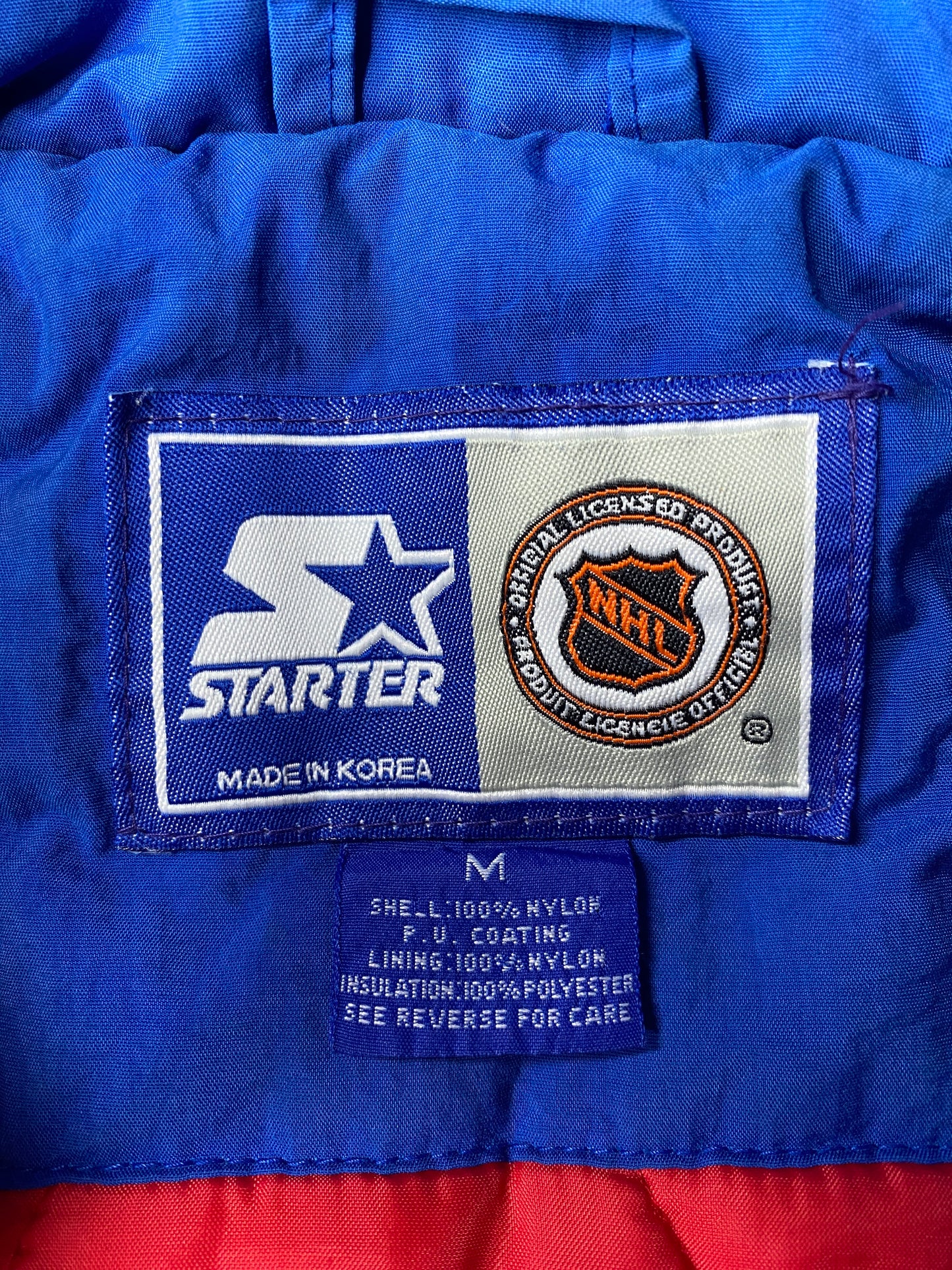 90’s STARTER x NEW YORK RANGERS Size M NHL Padded Nylon Jacket / F3174N