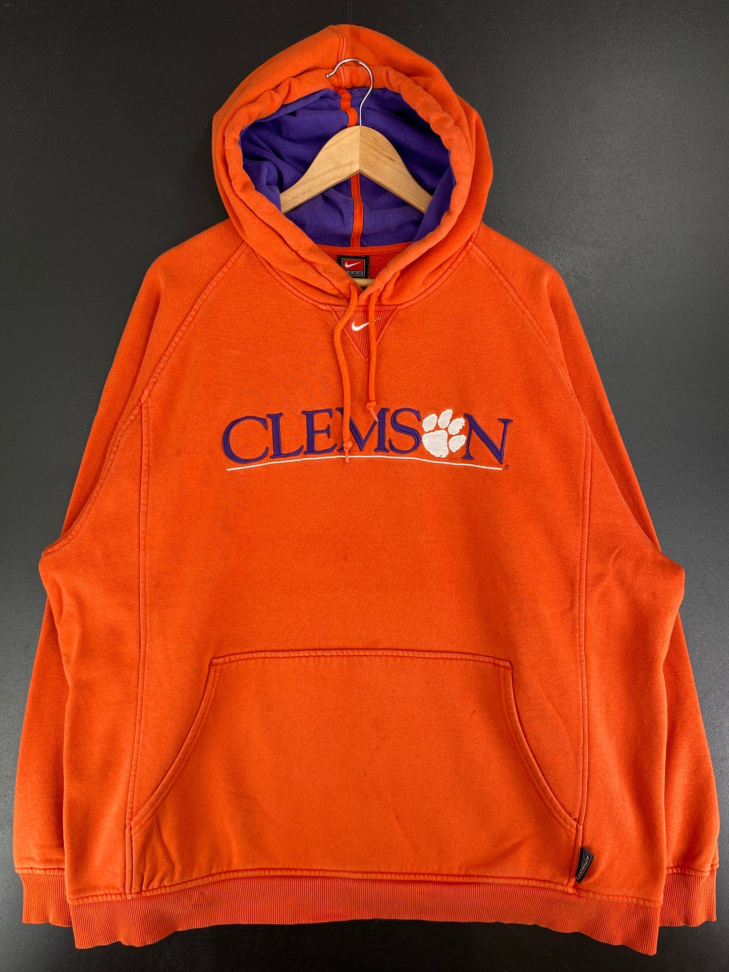00' NIKE x CLEMSON Size XL Vintage College Hoodie Sweat-Shirt / F9722S
