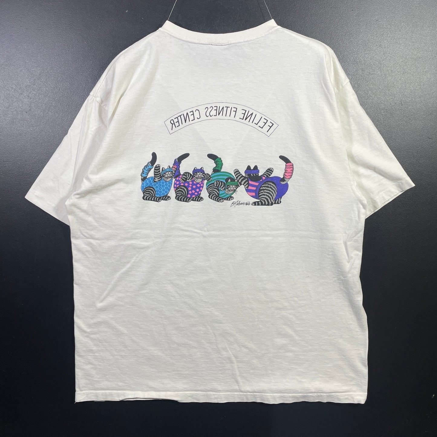 (XL) 80's CRAZY SHIRT FELINE FITNESS CENTER Vintage T-Shirt / A0813T