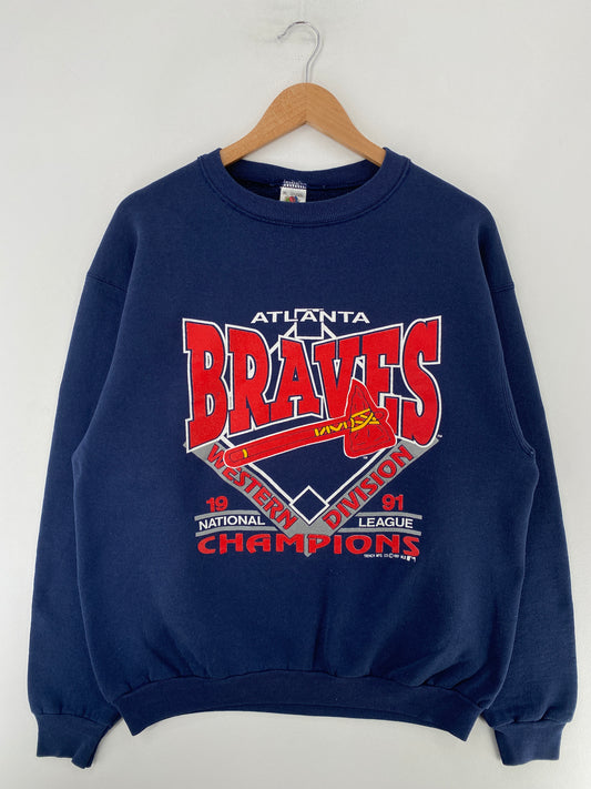 1991 ATLANTA BRAVES Made in USA Size XL Vintage MLB Sweat-Shirt/ G737S