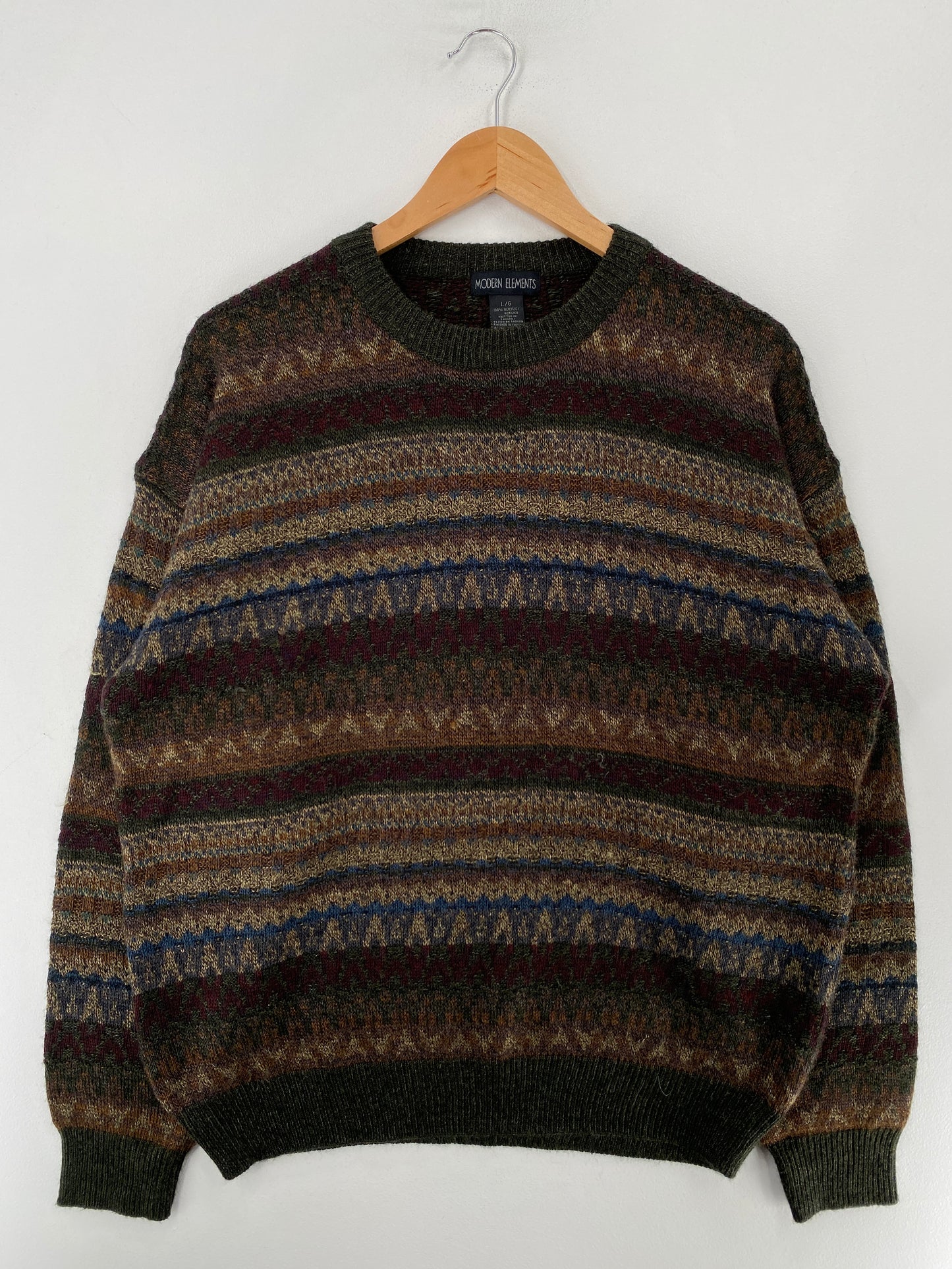 Vintage MODERN ELEMENTS  Size L Acrylic Knit Sweater / F8831K