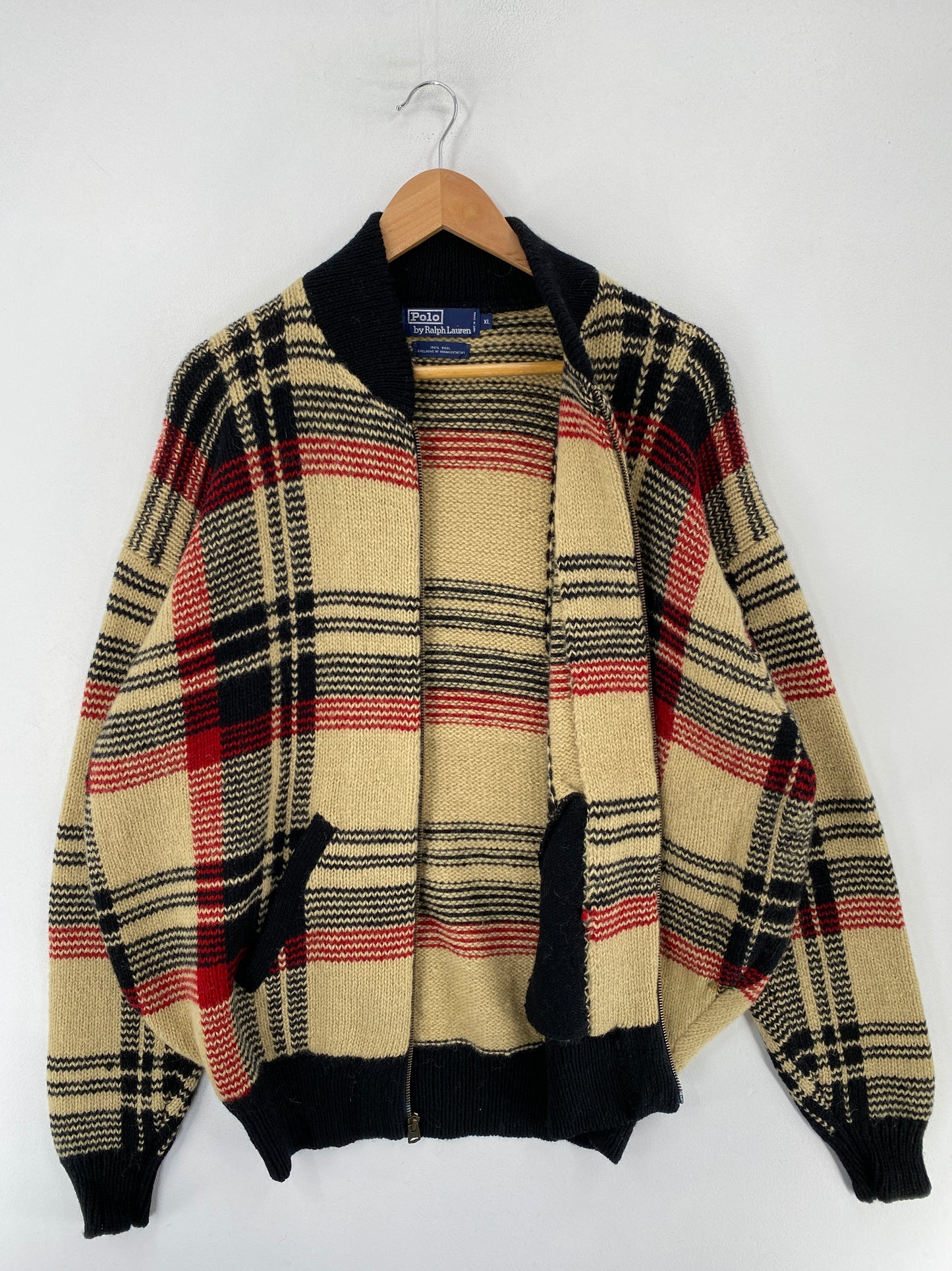 90’s POLO RALPH LAUREN Size XL Cotton Zip-Up Wool Knitwear / F8960K