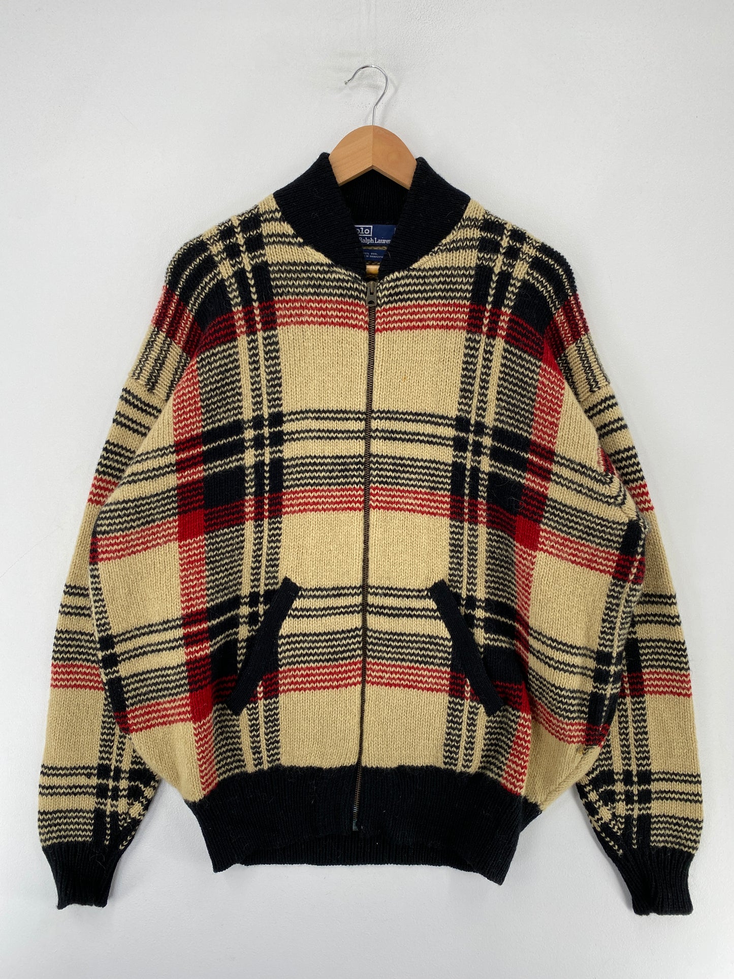 90’s POLO RALPH LAUREN Size XL Cotton Zip-Up Wool Knitwear / F8960K