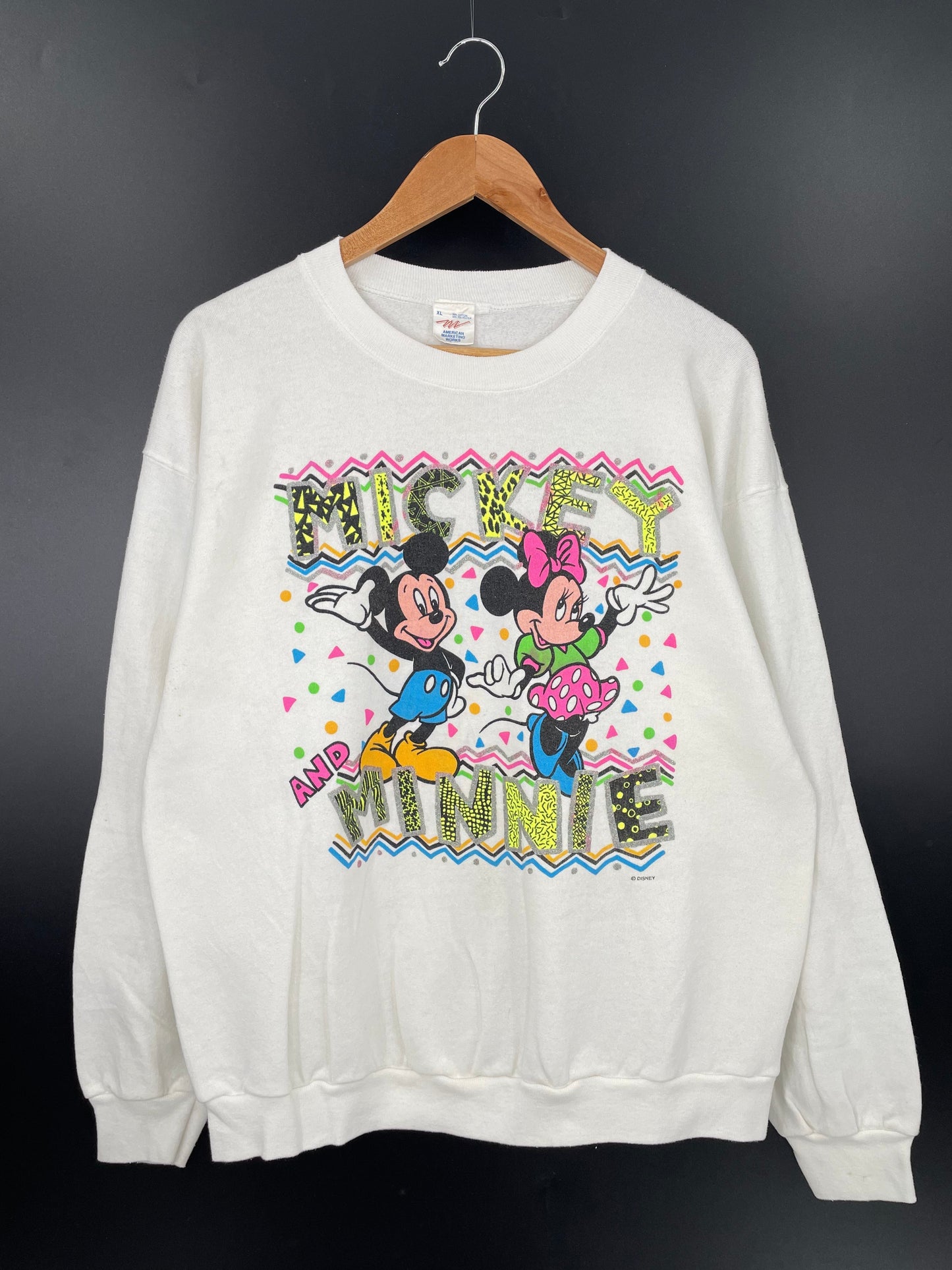 80’s DISNEY MICKEY MINNIE Made in USA Size XL Vintage Sweat-shirt / F3558S